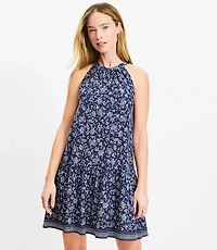 Petite Bandana Flounce Mini Halter Dress