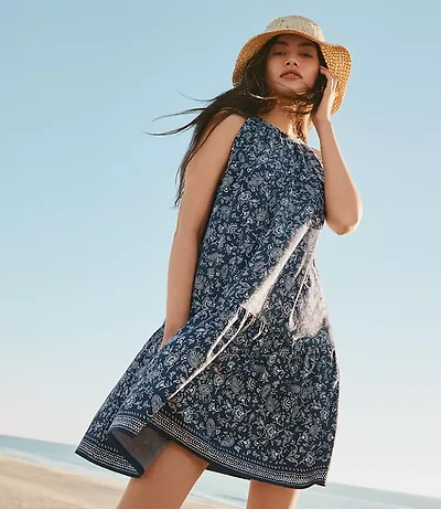 Petite Bandana Flounce Mini Halter Dress