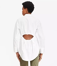 Poplin Cutout Back Tunic Shirt