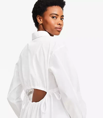 Poplin Cutout Back Tunic Shirt