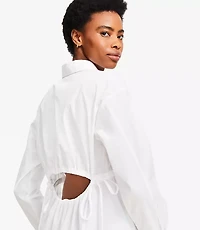 Poplin Cutout Back Tunic Shirt