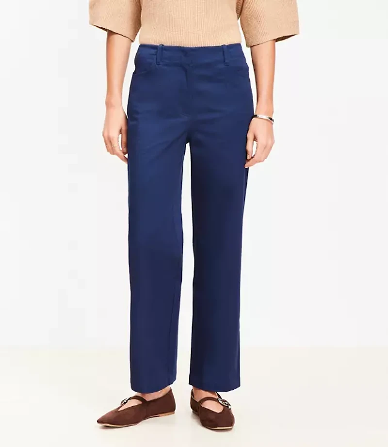 Darted Straight Pants Stretch Cotton