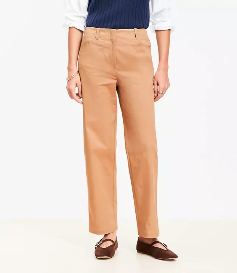 Darted Straight Pants Stretch Cotton