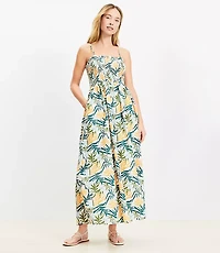 Petite LOFT Beach Sunset Smocked Cami Maxi Pocket Dress