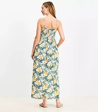 Petite LOFT Beach Sunset Smocked Cami Maxi Pocket Dress
