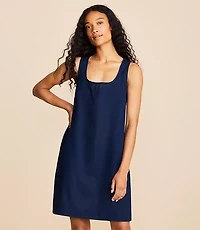 Lou & Grey Linen Cotton Tie Back Mini Pocket Dress