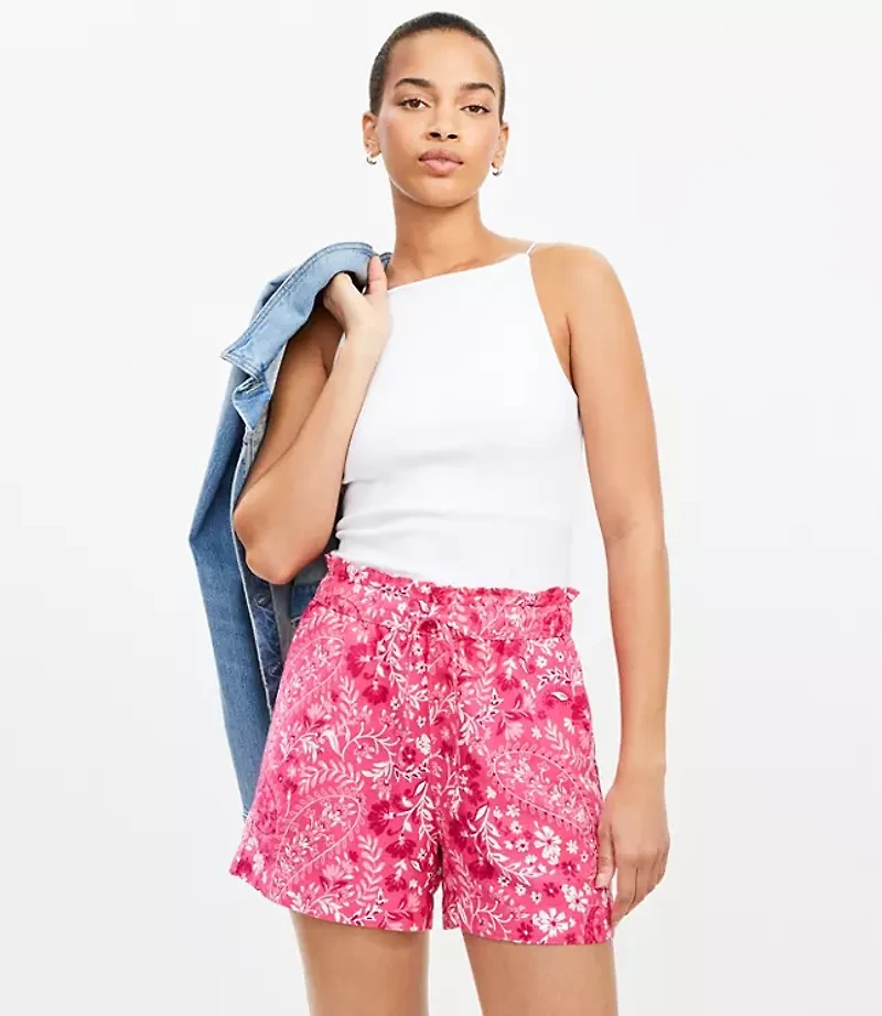 Paisley Breezy Shorts in Linen Blend