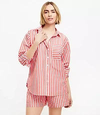 Petite Striped Poplin Everyday Oversized Pocket Shirt