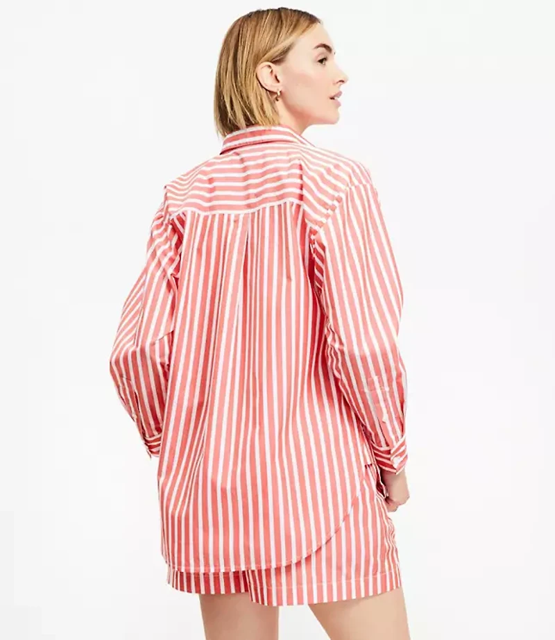 Petite Striped Poplin Everyday Oversized Pocket Shirt
