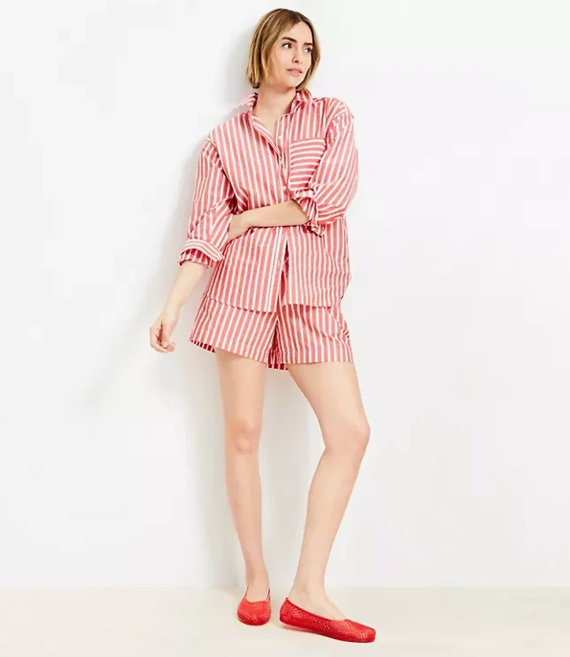 Petite Striped Poplin Everyday Oversized Pocket Shirt