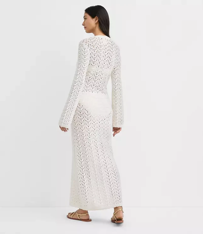 LOFT Beach Pointelle Keyhole Sweater Maxi Swimsuit Coverup