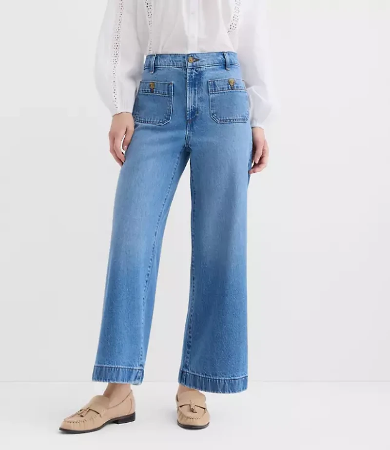 Tall Palmer Wide Leg Crop Jeans Classic Mid Wash