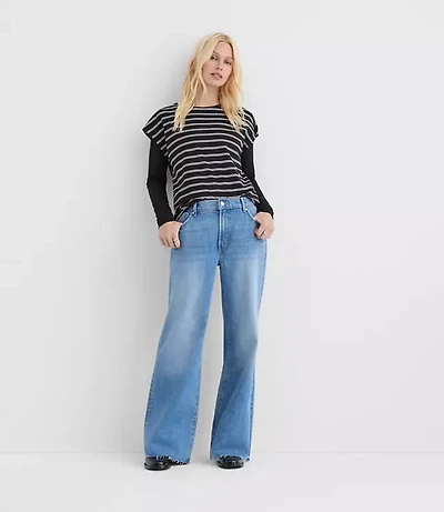 Rivete Tall Fresh Cut Mid Rise Relaxed Flare Jeans Light Wash