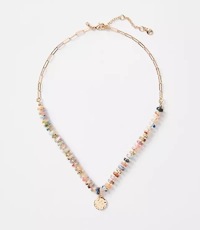 Multicolored Tortoiseshell Print Spliced Coin Necklace