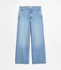Rivete Tall Curvy Belted High Rise Wide Leg Jeans Light Wash