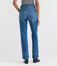 Rivete Tall Curvy Unpicked Cuffed High Rise Straight Jeans Authentic Indigo