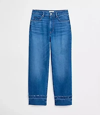 Rivete Tall Curvy Unpicked Cuffed High Rise Straight Jeans Authentic Indigo