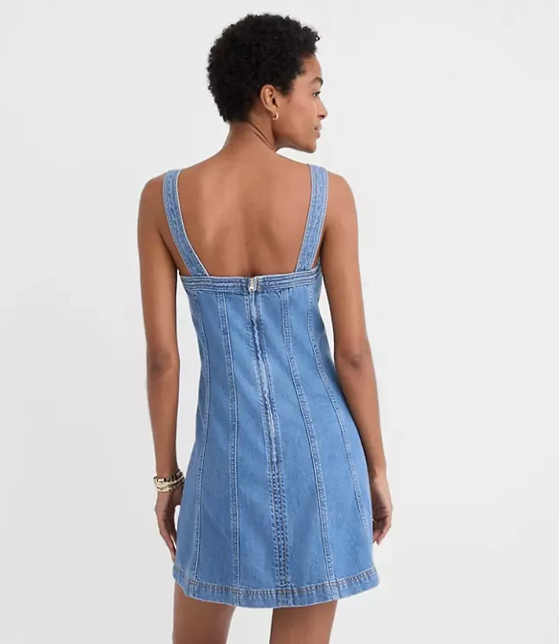 Seamed Denim Mini Dress Medium Blue