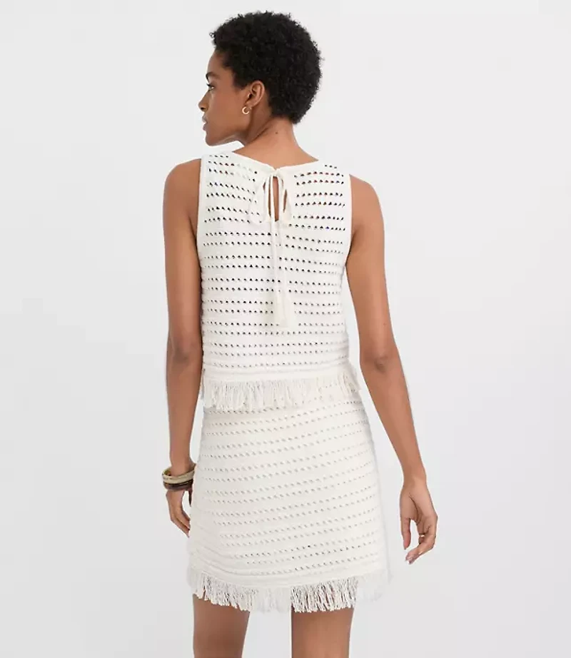 LOFT Beach Stitchy Fringe Sweater Tank Top