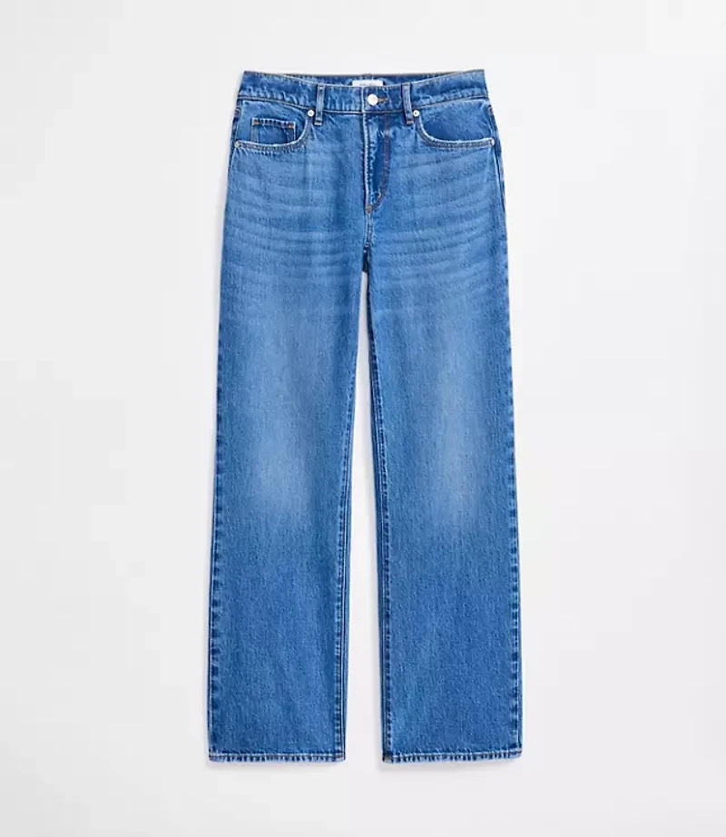 Rivete Tall Curvy Mid Rise Relaxed Straight Jeans Vintage Wash