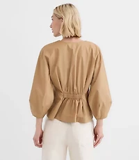 Petite Poplin Cinched Back Shirt