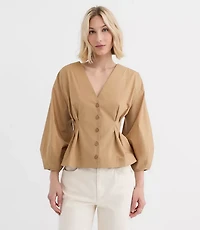 Petite Poplin Cinched Back Shirt