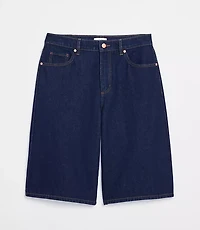 Rivete Tall Curvy High Rise Denim Bermuda Shorts Dark Rinse