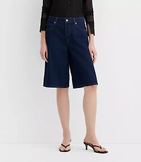 Rivete Tall Curvy High Rise Denim Bermuda Shorts Dark Rinse