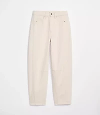 Rivete Tall Seamed High Rise Barrel Jeans Ivory