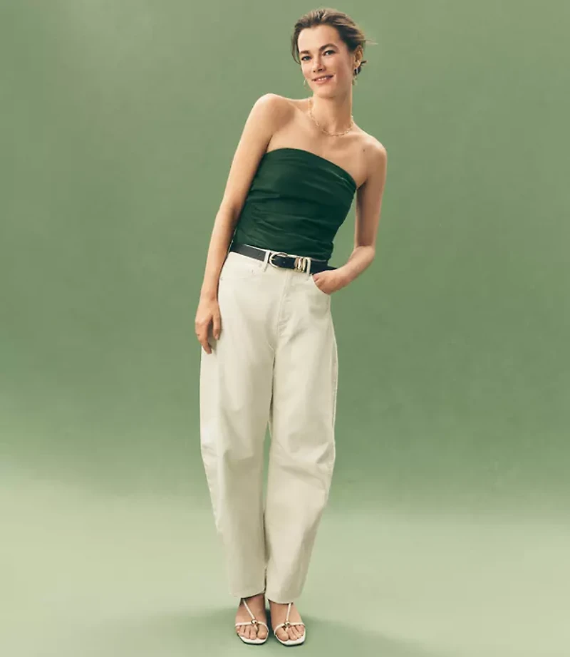 Rivete Tall Seamed High Rise Barrel Jeans Ivory