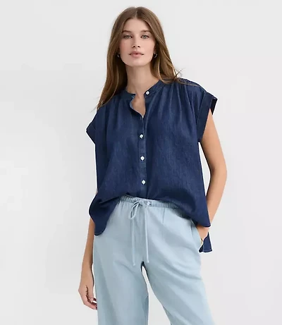 Petite Chambray Everyday Dolman Shirt