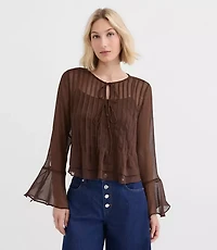 Petite Pintucked Bow Blouse