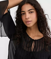 Petite Pintucked Bow Blouse