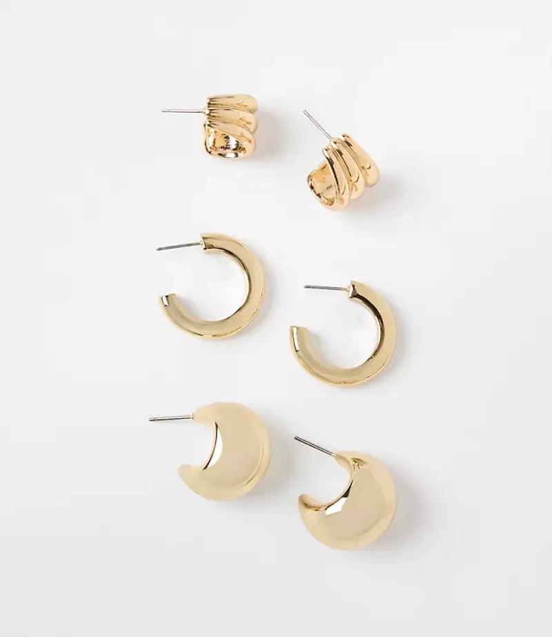 Mixed Huggie Hoop Earring Set