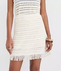 LOFT Beach Stitchy Fringe Sweater Skirt