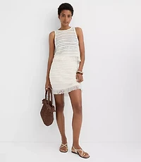 LOFT Beach Stitchy Fringe Sweater Skirt