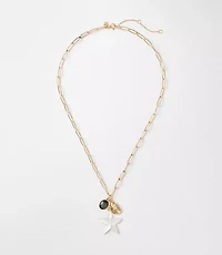 Mother Of Pearl Starfish Cluster Pendant Necklace