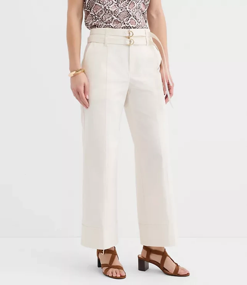 Petite Double Belted Wide Leg Pants