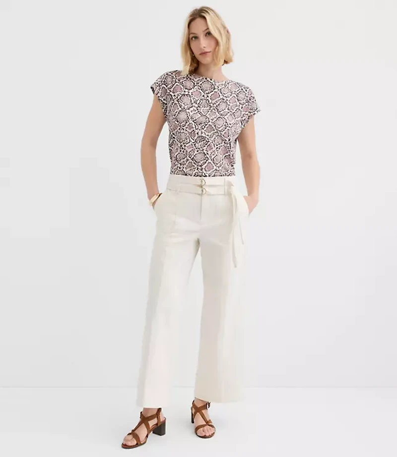 Petite Double Belted Wide Leg Pants