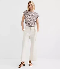 Petite Double Belted Wide Leg Pants