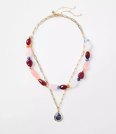 Marbleized Beaded Statement Necklace Set