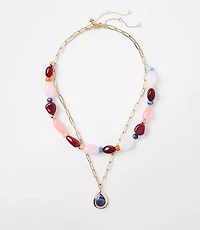 Marbleized Beaded Statement Necklace Set