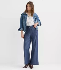 Petite Belted Palmer Wide Leg Pants Refined Denim