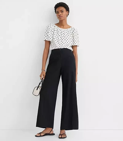 Linen Cotton Pull On Wide Leg Pants