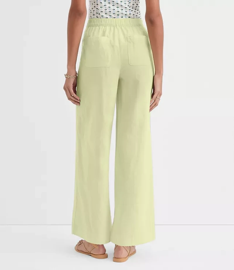 Linen Cotton Pull On Wide Leg Pants