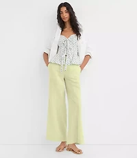Linen Cotton Pull On Wide Leg Pants