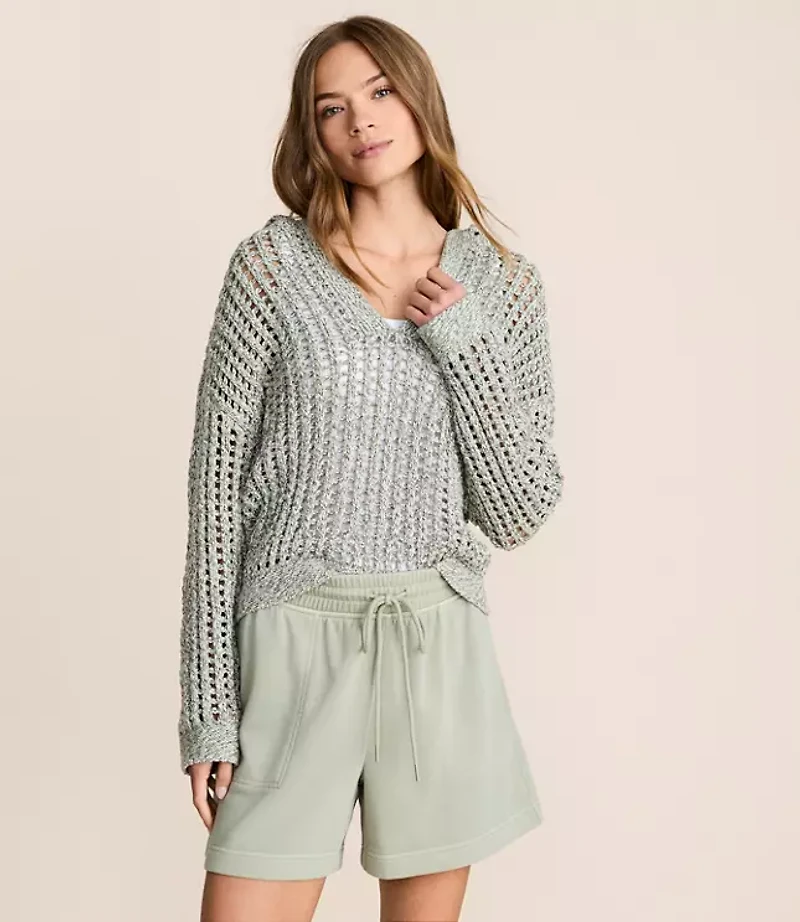 Lou & Grey Marled Open Stitch Hoodie Sweater