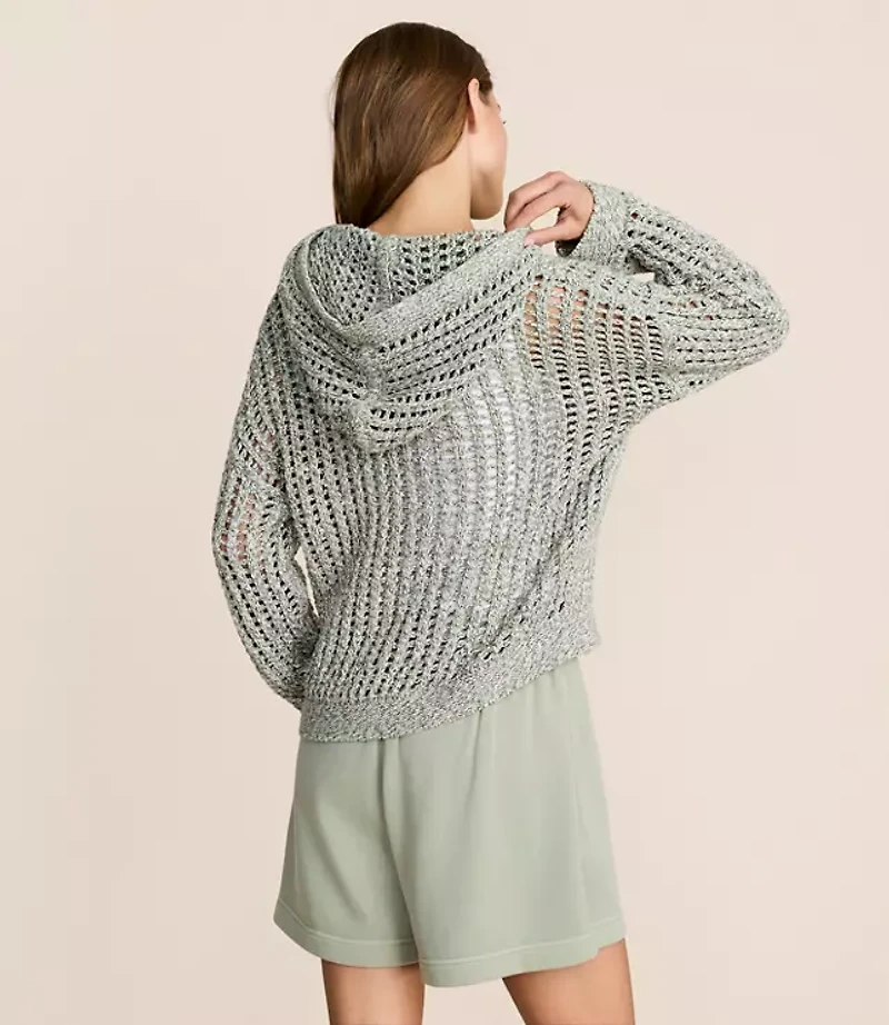 Lou & Grey Marled Open Stitch Hoodie Sweater