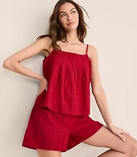 Lou & Grey Grid Linen Cotton Pleated Cami