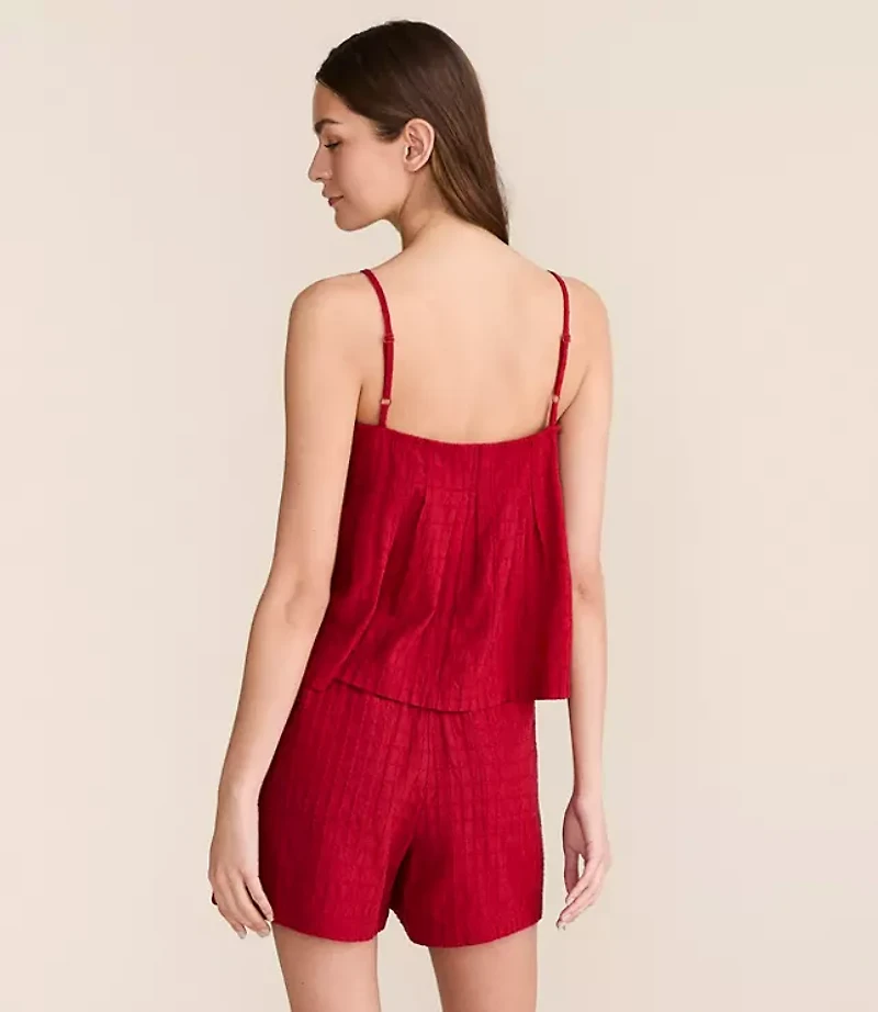 Lou & Grey Grid Linen Cotton Pleated Cami